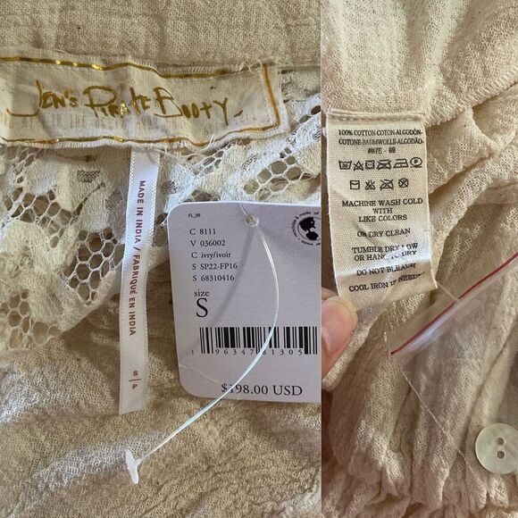 Jen’s Pirate Booty Natural Kiedis Peasant Boho Long Sleeve Top Small New - Picture 6 of 7